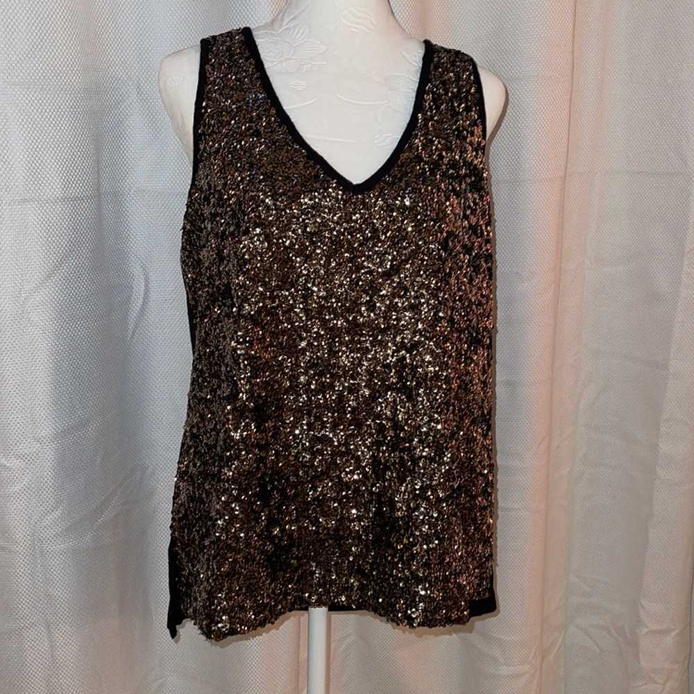 Gold sequined CATO tank top. Size L
